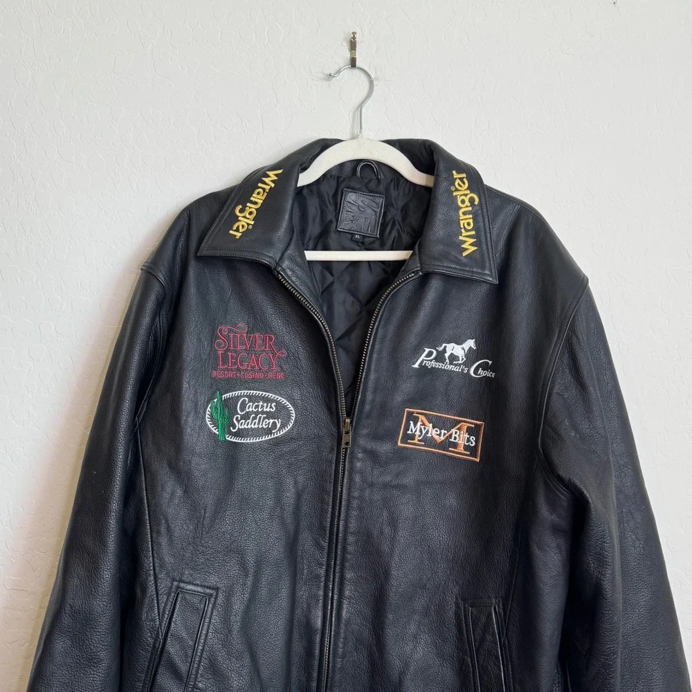 VTG Reno Rodeo 2008 Team Roping Contestant XL Wrangler's Men's LEATHER Jacket - Picture 4 of 15